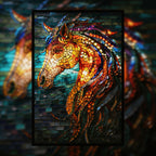 Stained Glass Horse Wooden Puzzle - Unique Animal Shaped Jigsaw for Adults