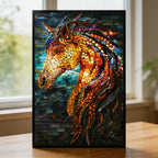 Stained Glass Horse Wooden Puzzle - Unique Animal Shaped Jigsaw for Adults