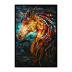 Stained Glass Horse Wooden Puzzle - Unique Animal Shaped Jigsaw for Adults