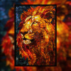 Stained Glass Lion Wooden Puzzle - Large Animal Shaped Jigsaw for Adults