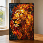 Stained Glass Lion Wooden Puzzle - Large Animal Shaped Jigsaw for Adults