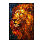 Stained Glass Lion Wooden Puzzle - Large Animal Shaped Jigsaw for Adults