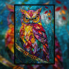 Stained Glass Owl Wooden Puzzle - Artistic Bird Shaped Jigsaw for Adults