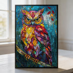 Stained Glass Owl Wooden Puzzle - Artistic Bird Shaped Jigsaw for Adults