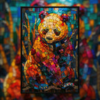 Stained Glass Panda Wooden Puzzle - Unique Animal Shaped Jigsaw for Adults