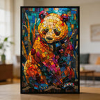 Stained Glass Panda Wooden Puzzle - Unique Animal Shaped Jigsaw for Adults