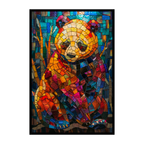 Stained Glass Panda Wooden Puzzle - Unique Animal Shaped Jigsaw for Adults