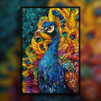 Stained Glass Peacock Wooden Puzzle - Elegant Bird Shaped Jigsaw for Adults