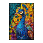Stained Glass Peacock Wooden Puzzle - Elegant Bird Shaped Jigsaw for Adults