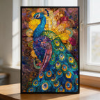 Stained Glass Peacock Wooden Puzzle - Unique Large Animal Jigsaw