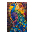 Stained Glass Peacock Wooden Puzzle - Unique Large Animal Jigsaw