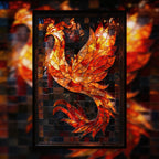 Stained Glass Phoenix Wooden Puzzle - Mythical Bird Shaped Jigsaw for Adults