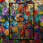 Stained Glass Rabbit Wooden Puzzle - Artistic Animal Shaped Jigsaw for Adults
