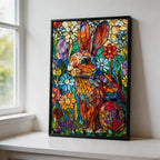 Stained Glass Rabbit Wooden Puzzle - Artistic Animal Shaped Jigsaw for Adults
