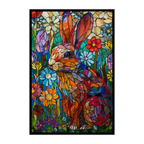 Stained Glass Rabbit Wooden Puzzle - Artistic Animal Shaped Jigsaw for Adults