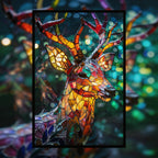 Stained Glass Reindeer Wooden Puzzle - Artistic Animal Shaped Jigsaw