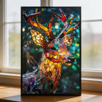 Stained Glass Reindeer Wooden Puzzle - Artistic Animal Shaped Jigsaw