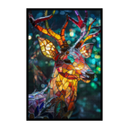 Stained Glass Reindeer Wooden Puzzle - Artistic Animal Shaped Jigsaw