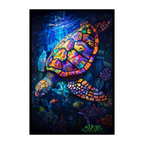 Stained Glass Sea Turtle Wooden Puzzle - Unique Ocean Animal Jigsaw Art
