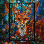 Stained Glass Sitting Fox Wooden Puzzle - Unique Animal Shaped Jigsaw