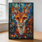 Stained Glass Sitting Fox Wooden Puzzle - Unique Animal Shaped Jigsaw