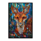 Stained Glass Sitting Fox Wooden Puzzle - Unique Animal Shaped Jigsaw