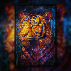 Stained Glass Tiger Wooden Puzzle - Majestic Animal Shaped Jigsaw for Adults
