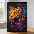 Stained Glass Tiger Wooden Puzzle - Majestic Animal Shaped Jigsaw for Adults