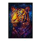 Stained Glass Tiger Wooden Puzzle - Majestic Animal Shaped Jigsaw for Adults