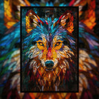 Stained Glass Wolf Wooden Puzzle - Challenging Animal Jigsaw for Adults