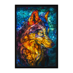 Stained Glass Wolf Wooden Puzzle - Fierce Animal Shaped Jigsaw for Adults