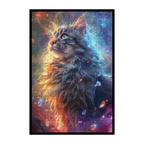 Stardust Cat Shaped Wooden Jigsaw Puzzle - Cosmic Crystal Wood Puzzle for Adults
