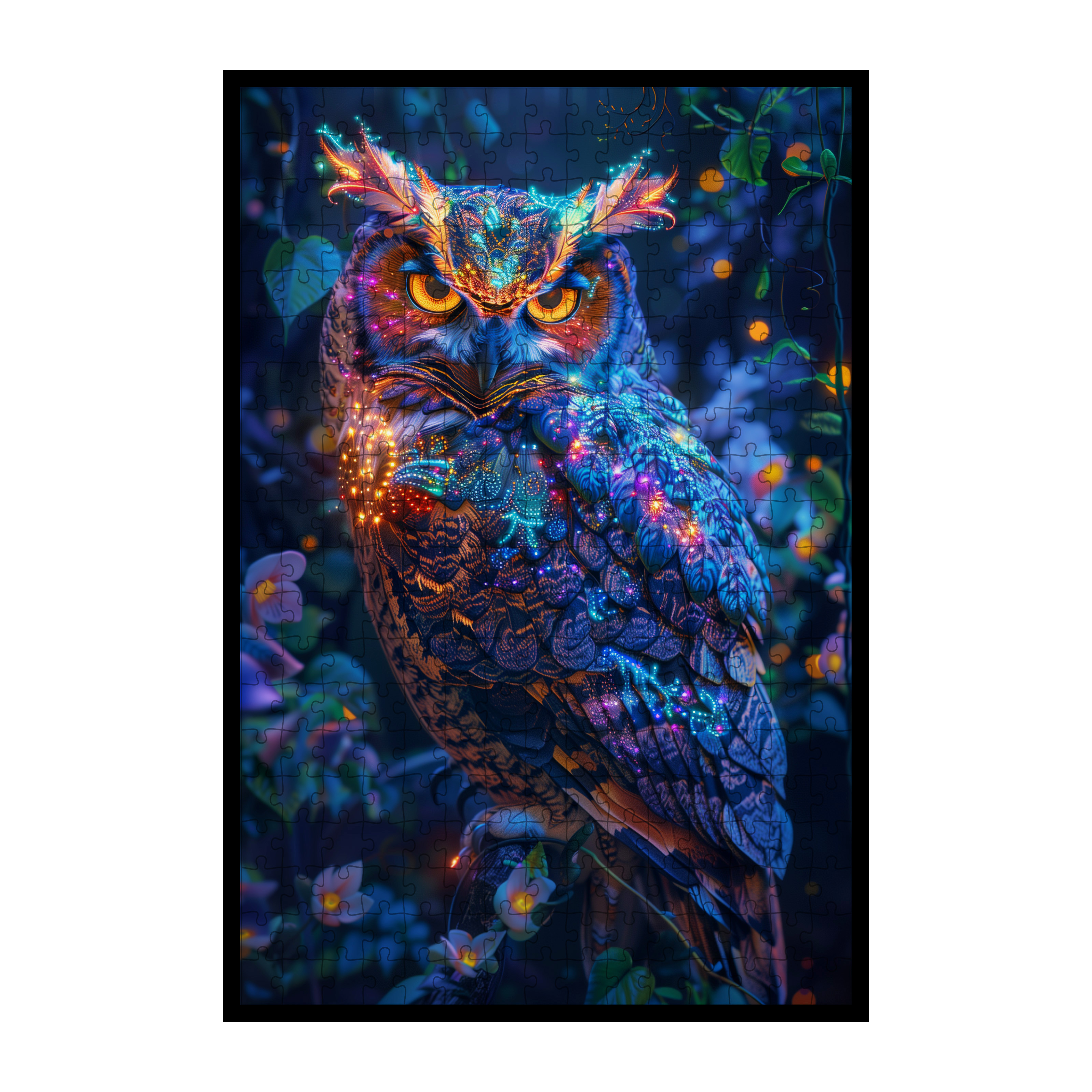 Starlit Owl Shaped Wooden Jigsaw Puzzle - Celestial Wildlife Wood Puzzle for Adults