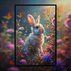 Sunlit Garden Bunny Shaped Wooden Jigsaw Puzzle - Floral Animal Wood Puzzle for Adults & Kids