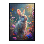 Sunlit Garden Bunny Shaped Wooden Jigsaw Puzzle - Floral Animal Wood Puzzle for Adults & Kids