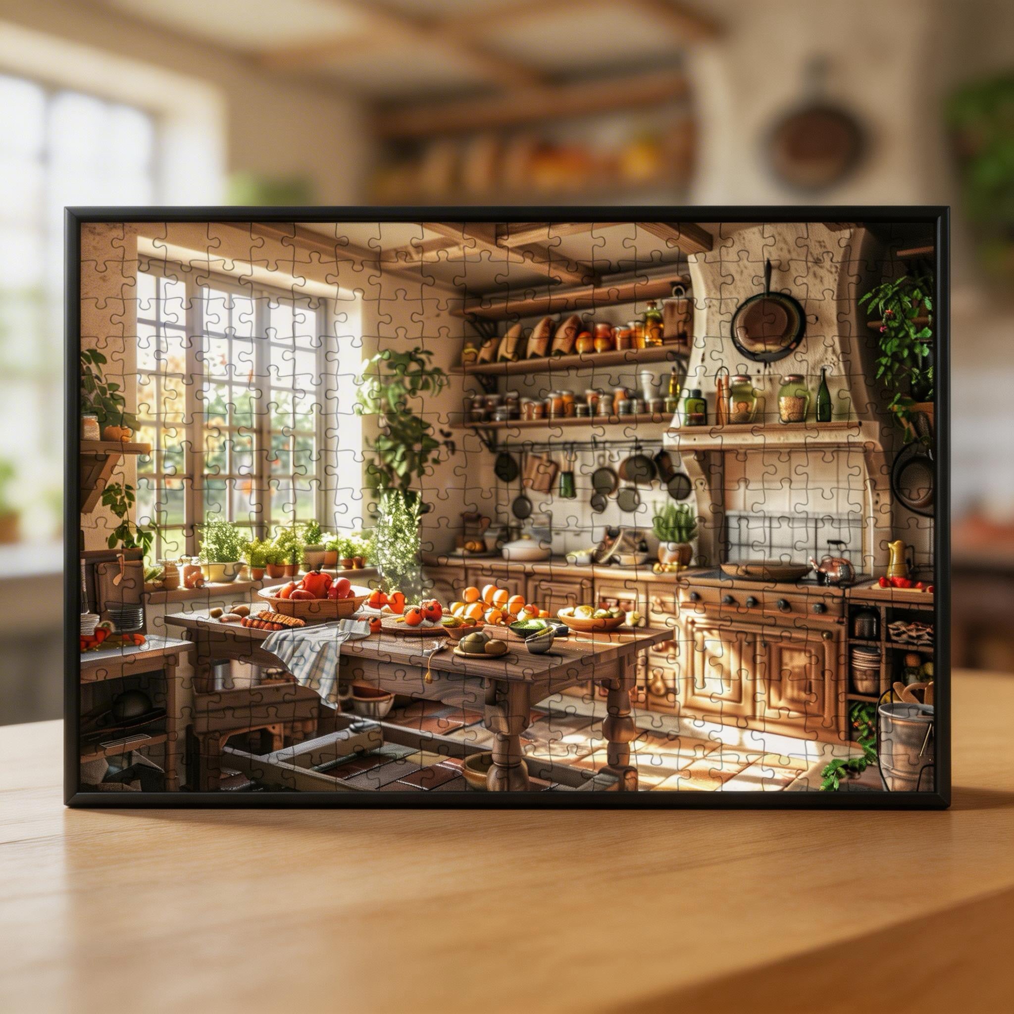 Sunny Country Kitchen Wooden Jigsaw Puzzle - Home Baker Floral Wood Puzzle for Adults