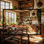 Sunny Country Kitchen Wooden Jigsaw Puzzle Framed, Home Baker Wall Art