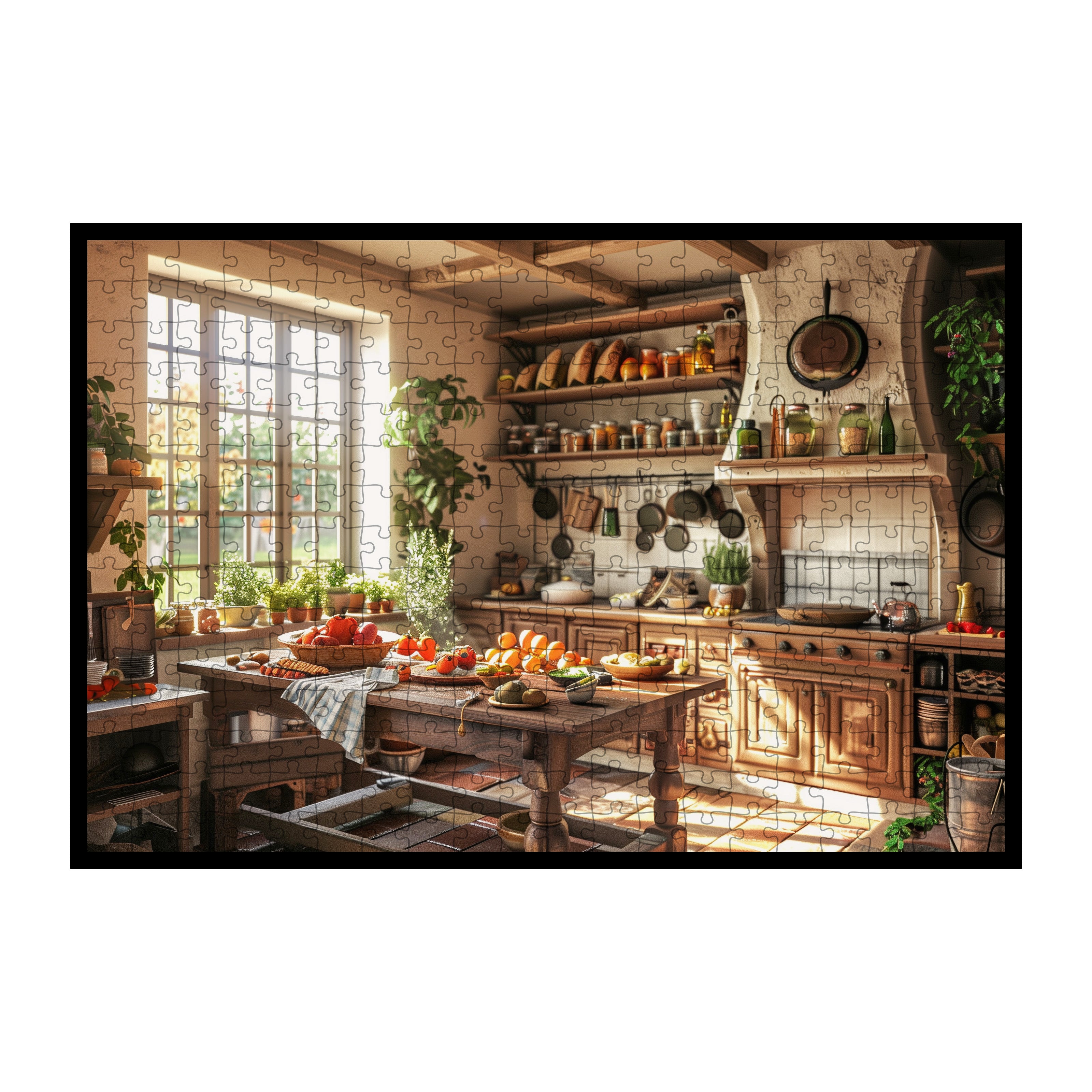 Sunny Country Kitchen Wooden Jigsaw Puzzle Framed, Home Baker Wall Art