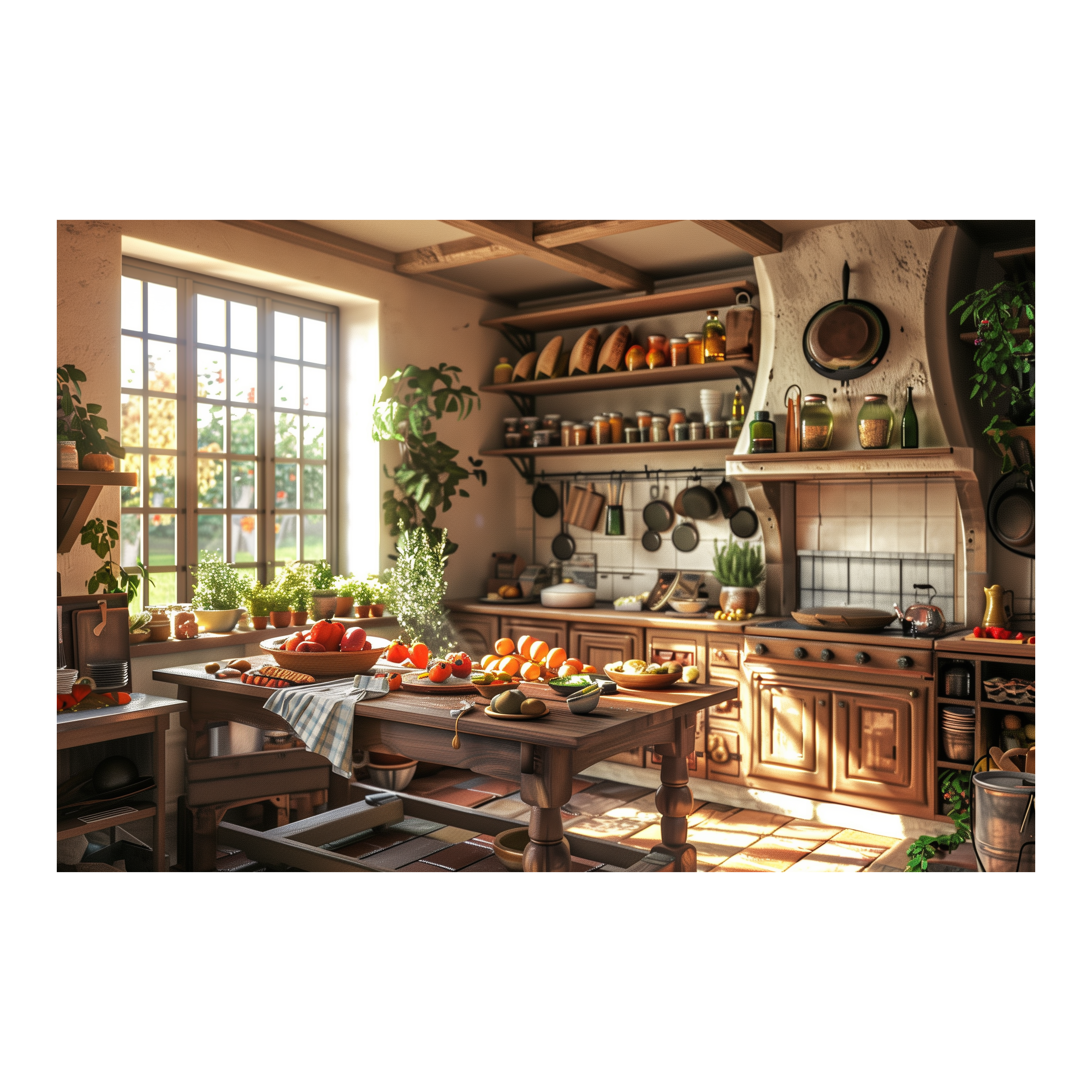 Sunny Country Kitchen Wooden Jigsaw Puzzle Framed, Home Baker Wall Art