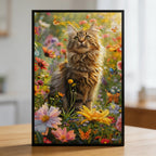 Sunny Garden Cat Shaped Wooden Jigsaw Puzzle - Floral Wildlife Wood Puzzle for Adults