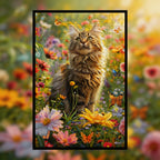 Sunny Garden Cat Shaped Wooden Jigsaw Puzzle - Floral Wildlife Wood Puzzle for Adults