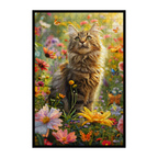 Sunny Garden Cat Shaped Wooden Jigsaw Puzzle - Floral Wildlife Wood Puzzle for Adults