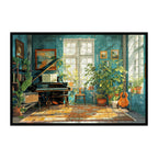 Sunny Music Room Wooden Jigsaw Puzzle Framed, Plant-Filled Studio Wall Decor