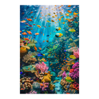 Underwater Sea World Wooden Jigsaw Puzzle Framed, Tropical Fish Wall Art