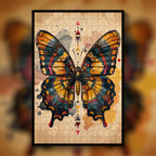 Vibrant Butterfly Mandala Wooden Jigsaw Puzzle - Unique Animal Shaped Wood Puzzle for Adults - Artistic Nature Gift