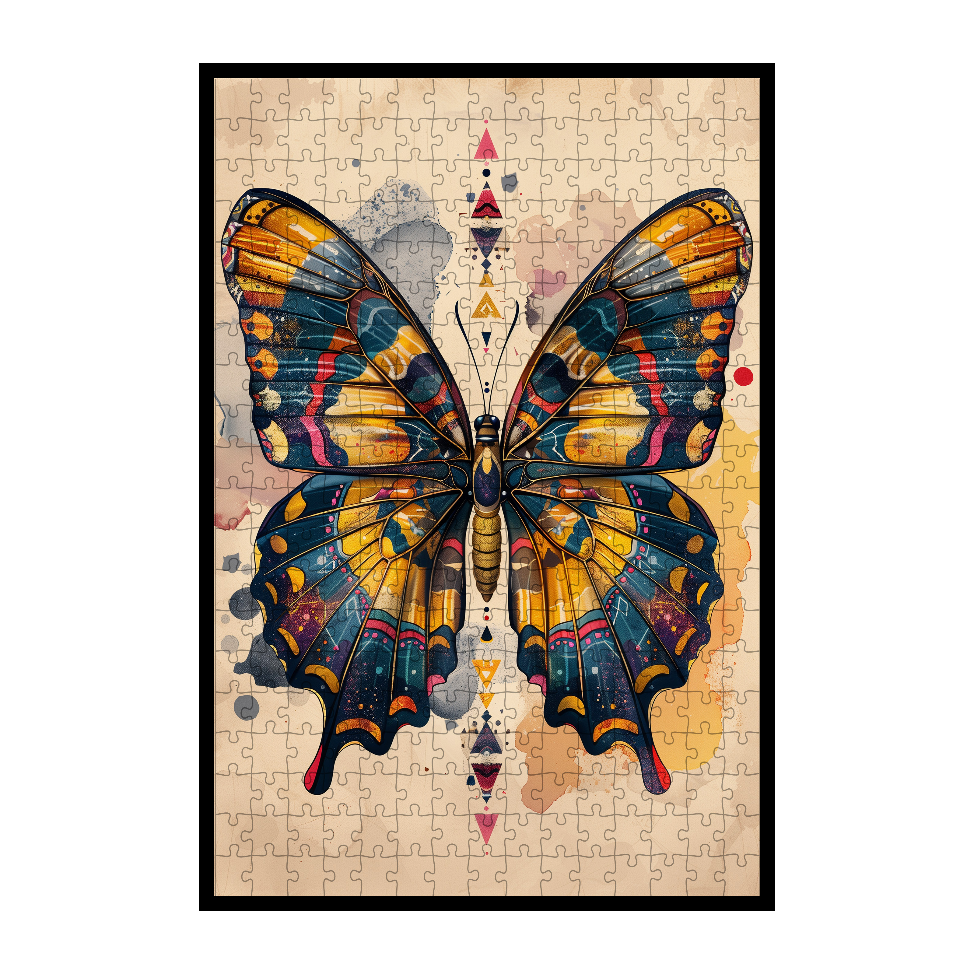Vibrant Butterfly Mandala Wooden Jigsaw Puzzle - Unique Animal Shaped Wood Puzzle for Adults - Artistic Nature Gift