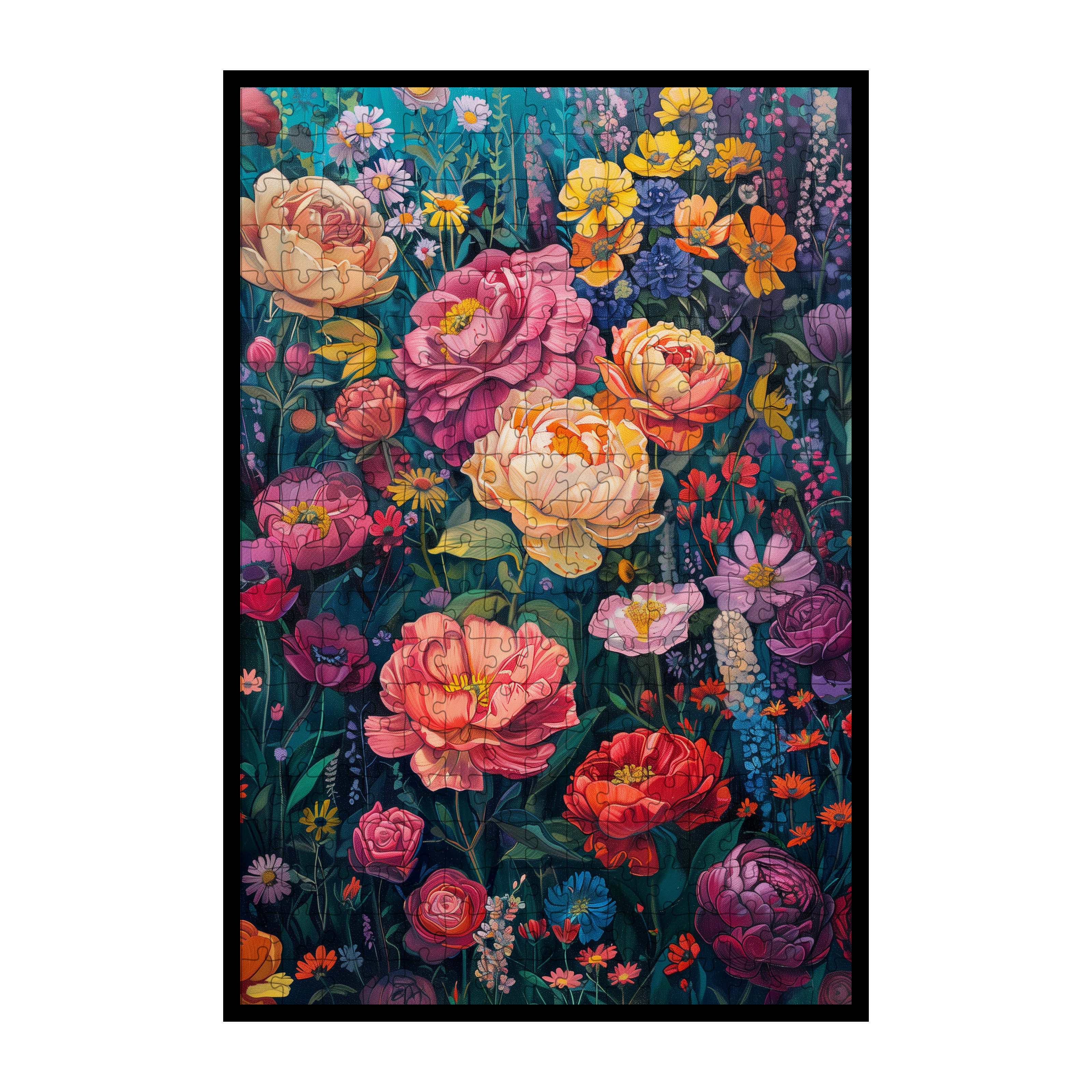 Vibrant Floral Bouquet Wooden Jigsaw Puzzle - Boho Floral Wall Art for Adults