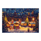 Vibrant Holiday Market Wooden Jigsaw Puzzle Framed, Christmas Lights Wall Art