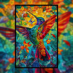 Vibrant Hummingbird Mandala Wooden Jigsaw Puzzle - Unique Bird Shaped Wood Puzzle for Adults - Floral Zen Art