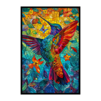 Vibrant Hummingbird Mandala Wooden Jigsaw Puzzle - Unique Bird Shaped Wood Puzzle for Adults - Floral Zen Art
